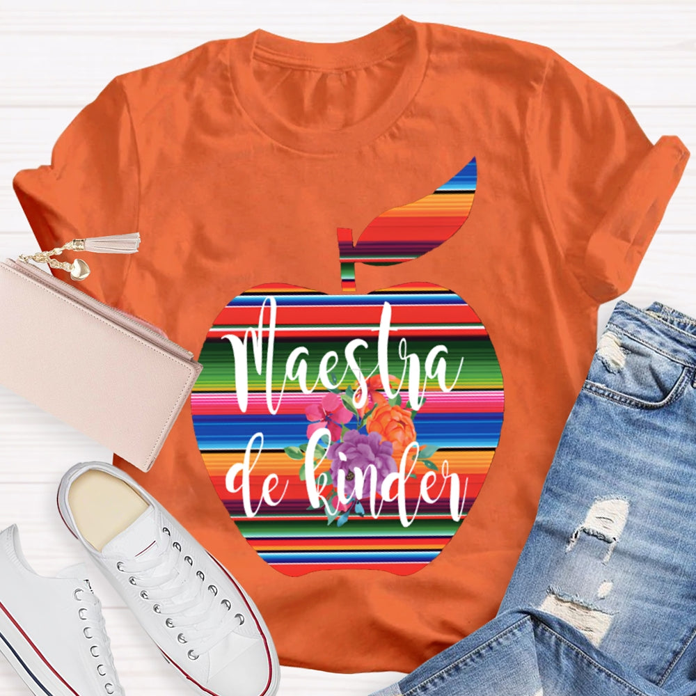 Maestra De Kinder Color Gradient Apple Print T-shirt