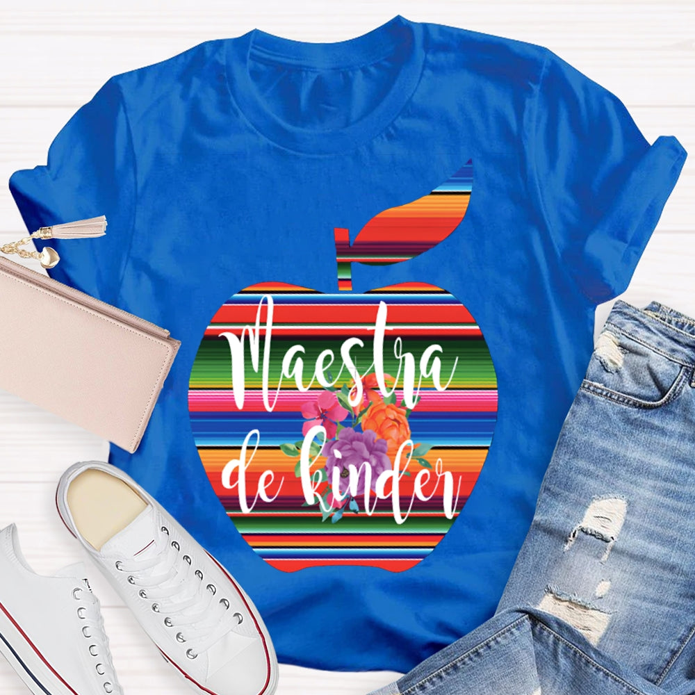 Maestra De Kinder Color Gradient Apple Print T-shirt