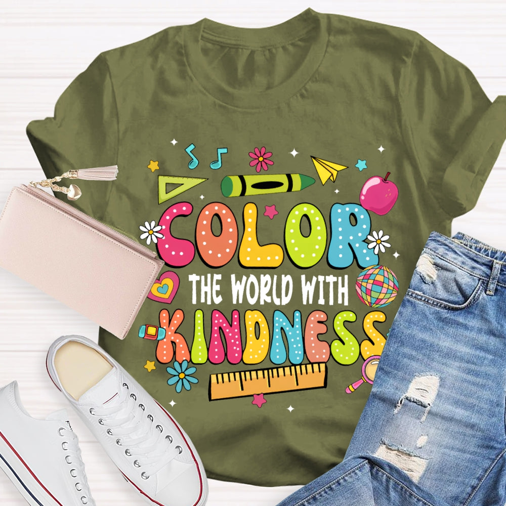 Color The World With Kindness Colored Fonts T-shirt