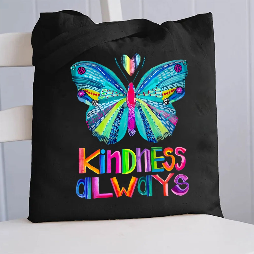Kindness Always Butterfly Canvas Tote Bag