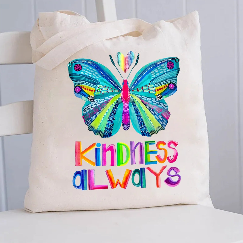 Kindness Always Butterfly Canvas Tote Bag