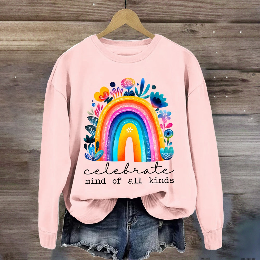 Celebrate Minds Of All Kinds Rainbow Floral Sweatshirt