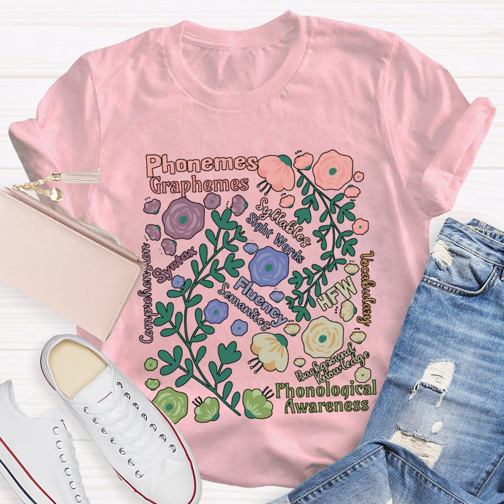 Phonemes Graphemes Syntax Fluency Awareness English Teacher T-shirt
