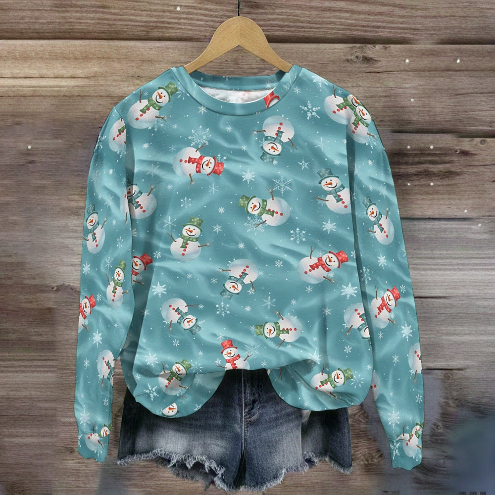 Christmas Blue Snowflake Snowman Sweatshirt
