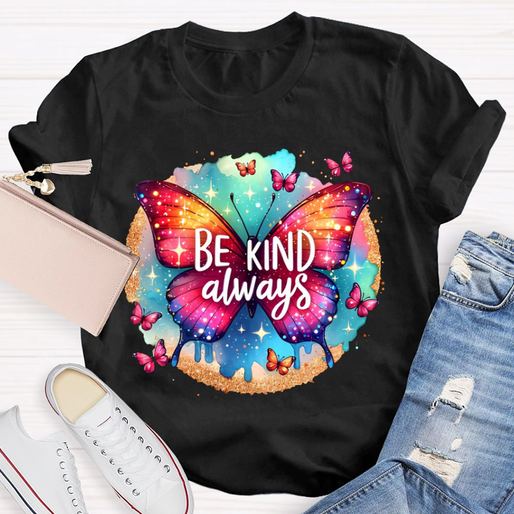 Be Kind Colorful Tie-Dye Butterfly Print T-shirt