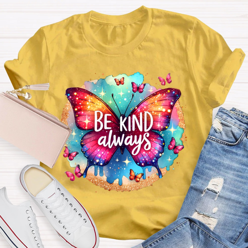 Be Kind Colorful Tie-Dye Butterfly Print T-shirt