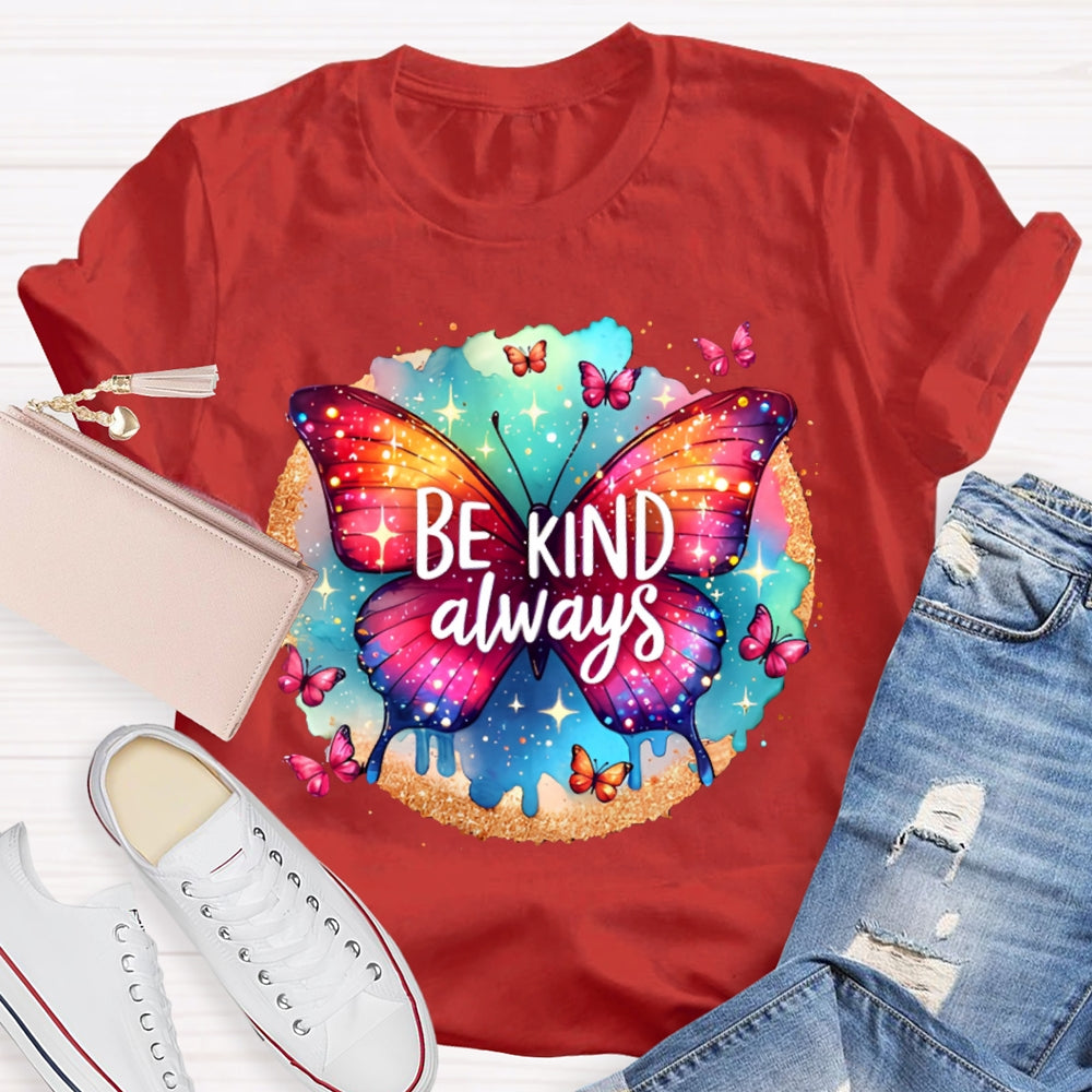 Be Kind Colorful Tie-Dye Butterfly Print T-shirt
