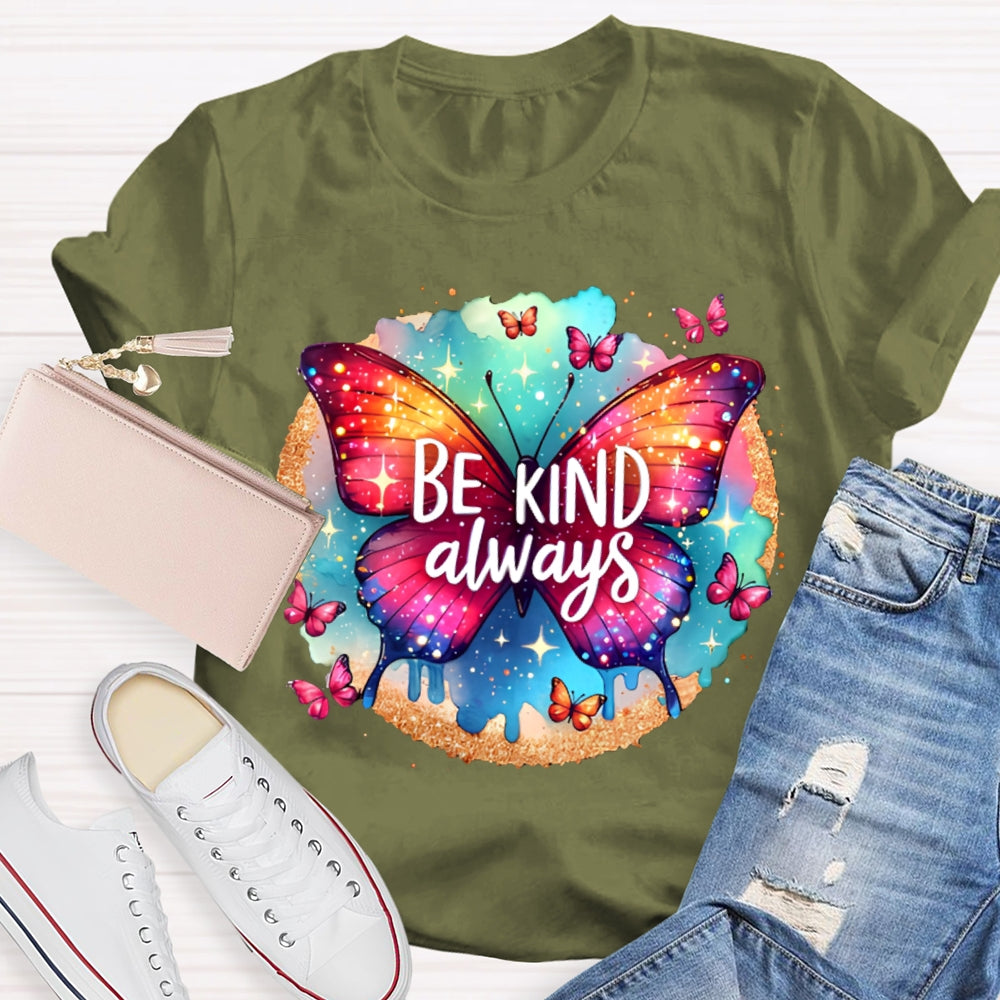 Be Kind Colorful Tie-Dye Butterfly Print T-shirt