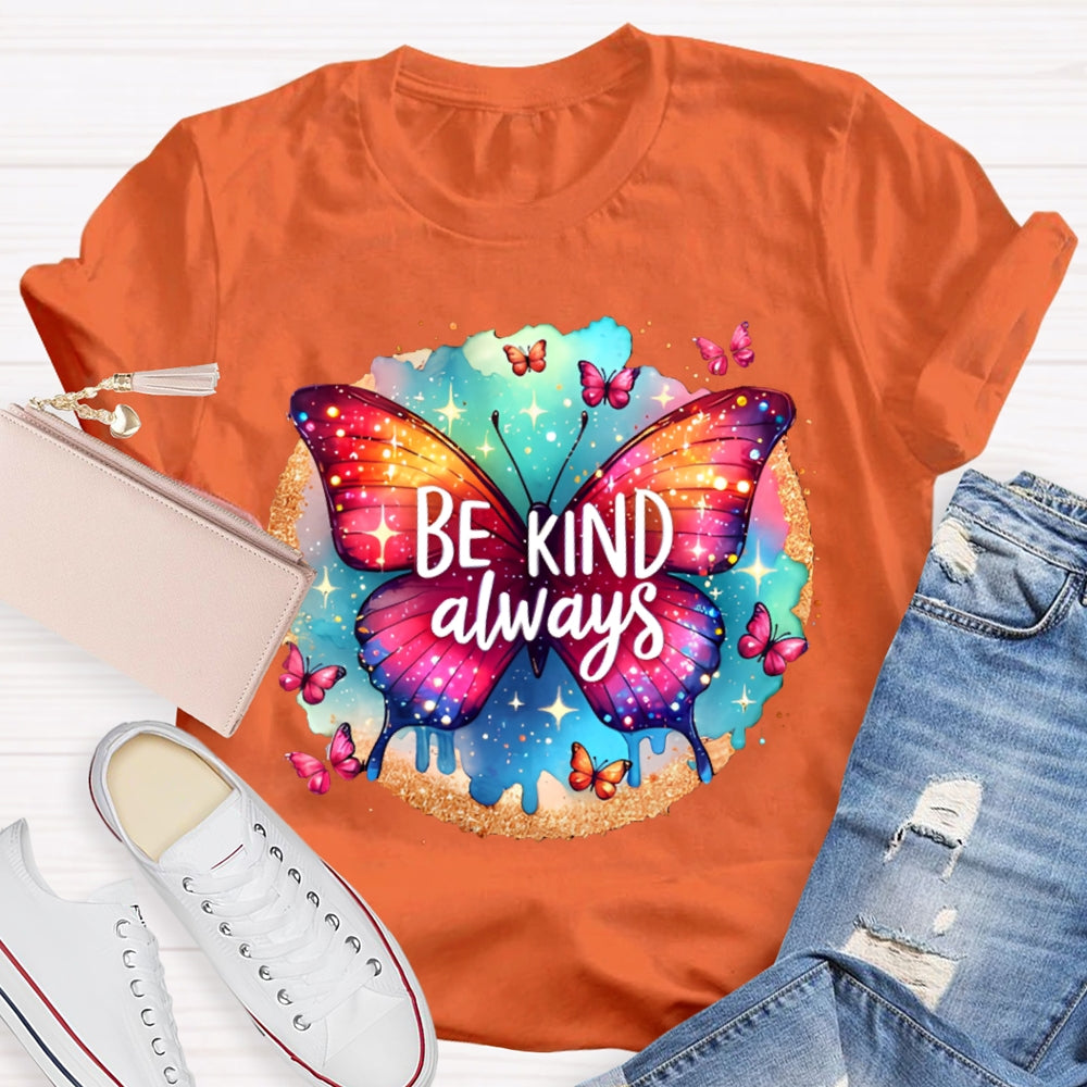 Be Kind Colorful Tie-Dye Butterfly Print T-shirt