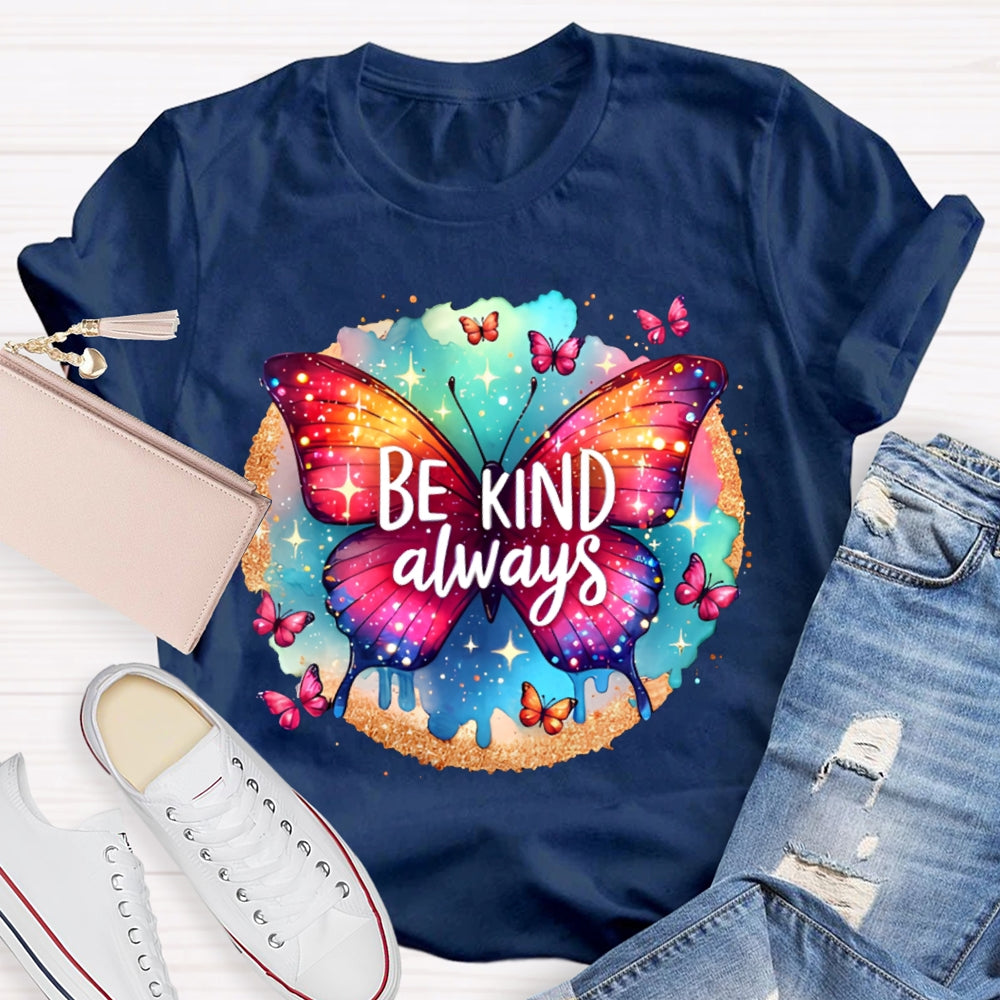 Be Kind Colorful Tie-Dye Butterfly Print T-shirt
