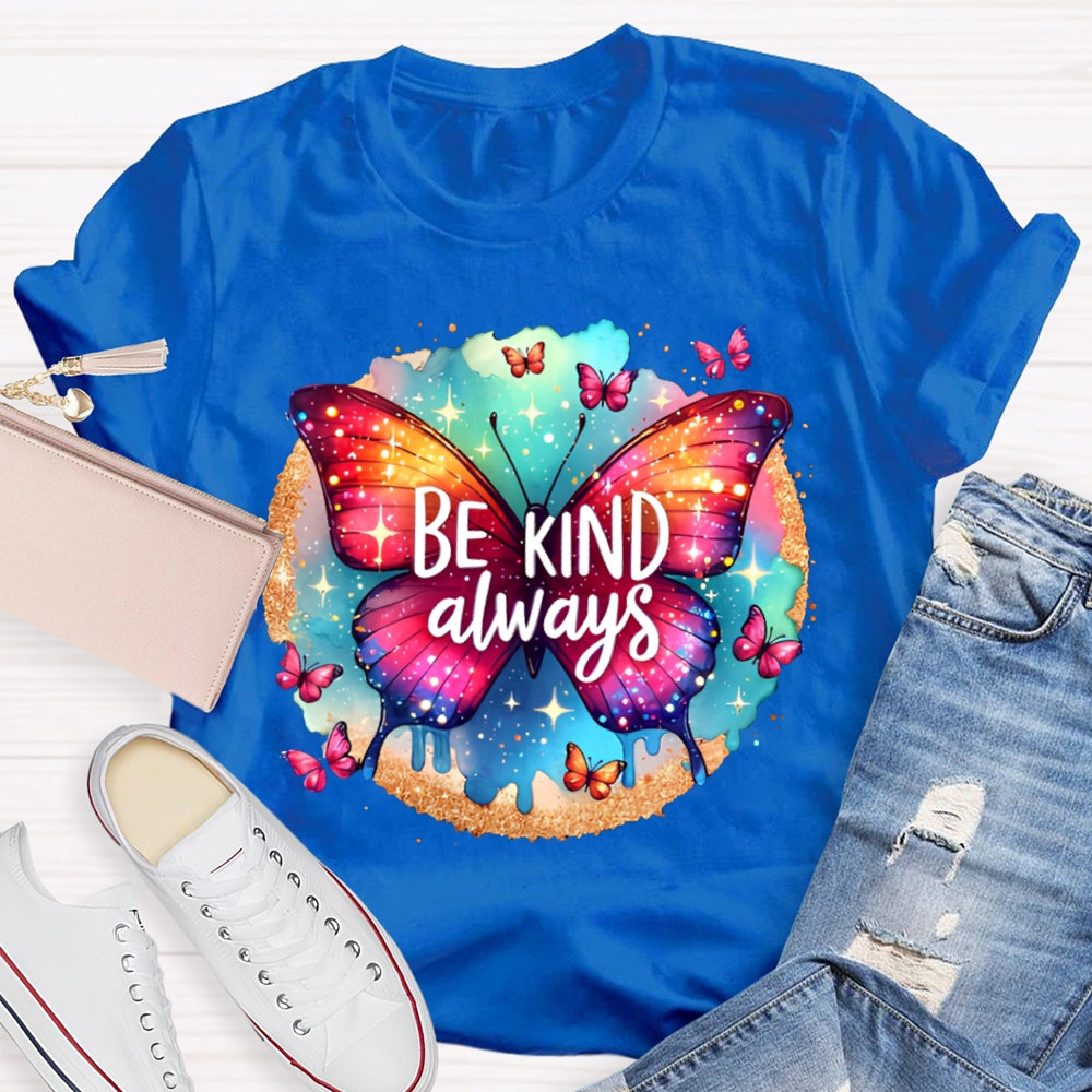 Be Kind Colorful Tie-Dye Butterfly Print T-shirt