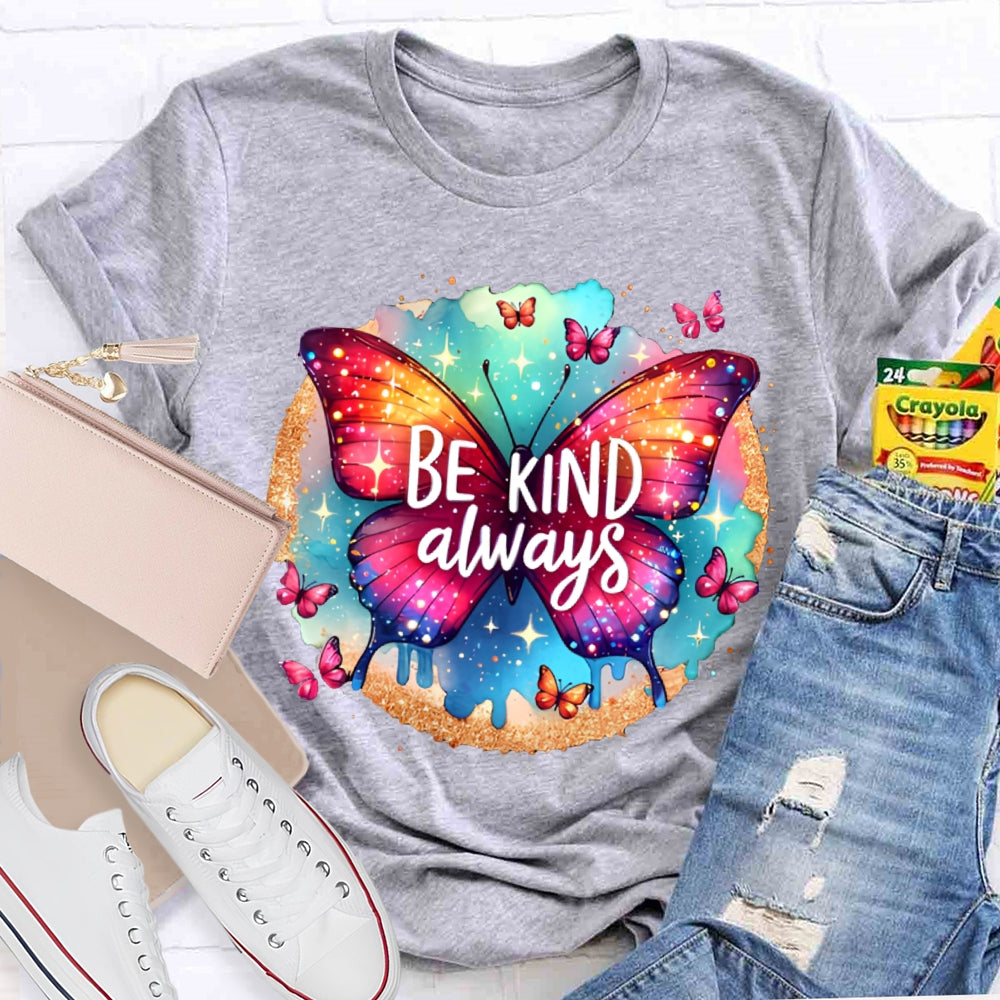 Be Kind Colorful Tie-Dye Butterfly Print T-shirt