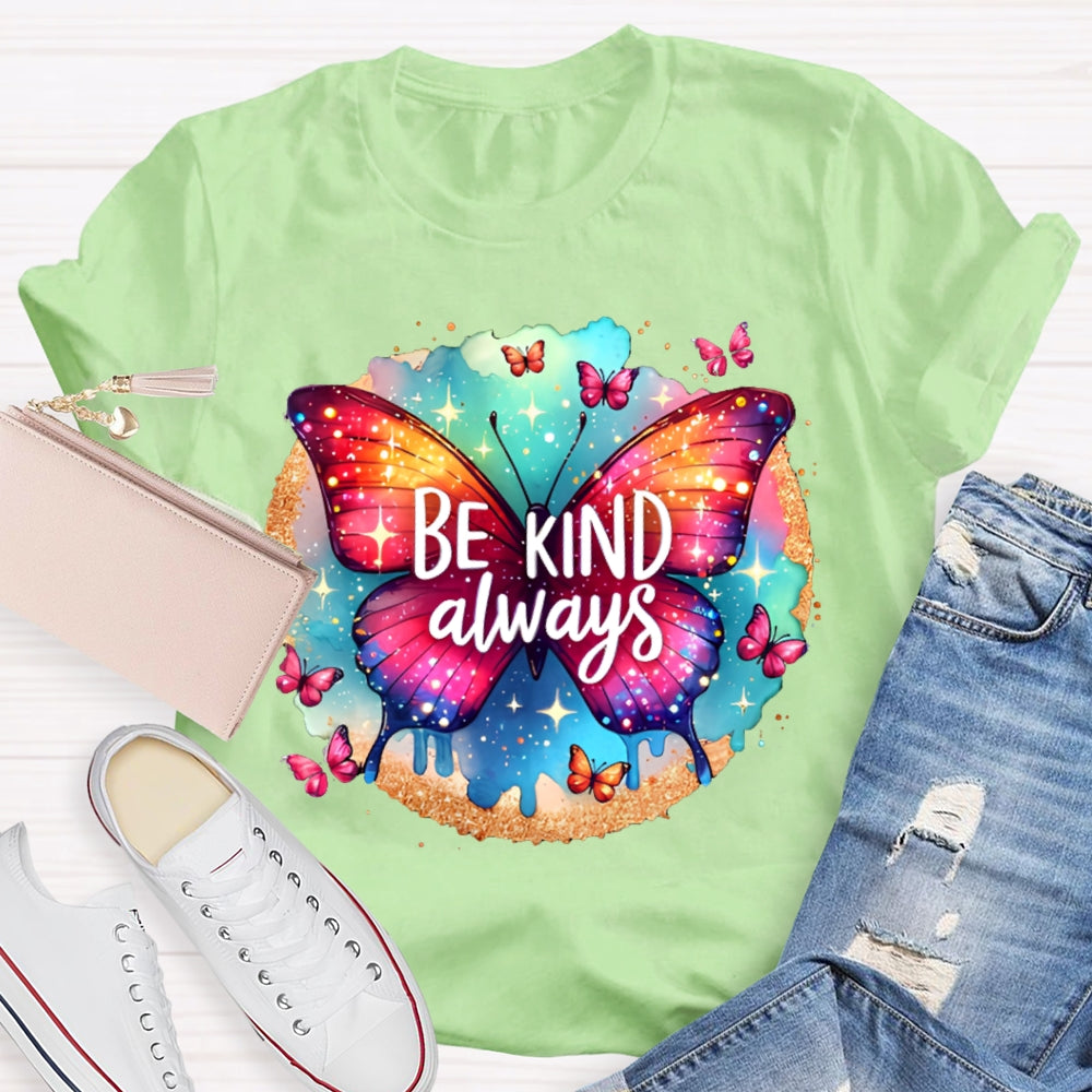 Be Kind Colorful Tie-Dye Butterfly Print T-shirt