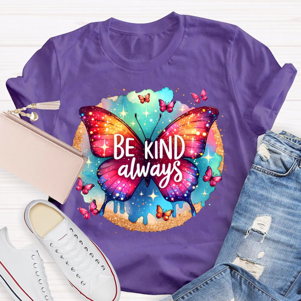 Be Kind Colorful Tie-Dye Butterfly Print T-shirt