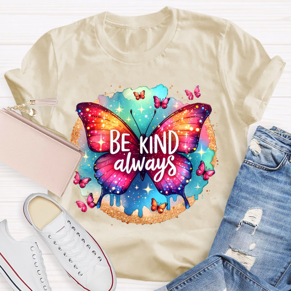 Be Kind Colorful Tie-Dye Butterfly Print T-shirt