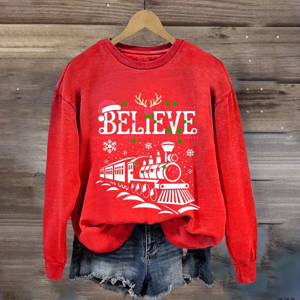 Believe Snowflakes And Christmas Sweatshirt