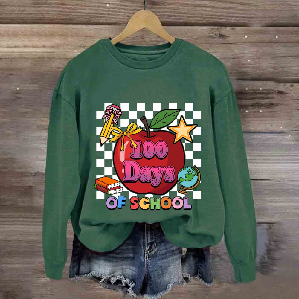 100 Days Of School Apple Chessboard Sweatshirt