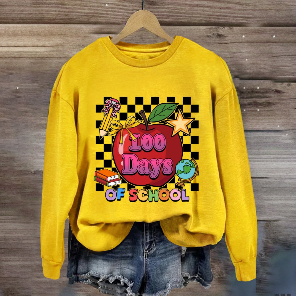 100 Days Of School Apple Chessboard Sweatshirt