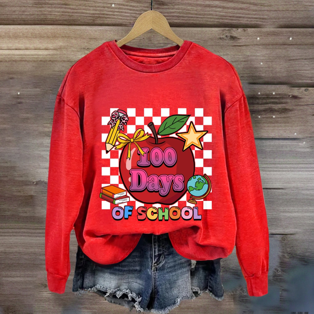 100 Days Of School Apple Chessboard Sweatshirt