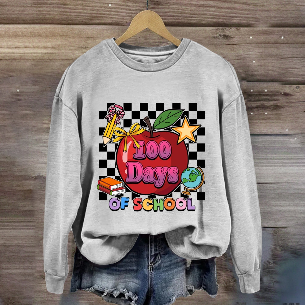 100 Days Of School Apple Chessboard Sweatshirt