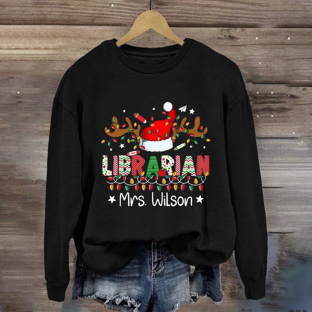 Personalized Name Christmas Librarin Sweatshirt