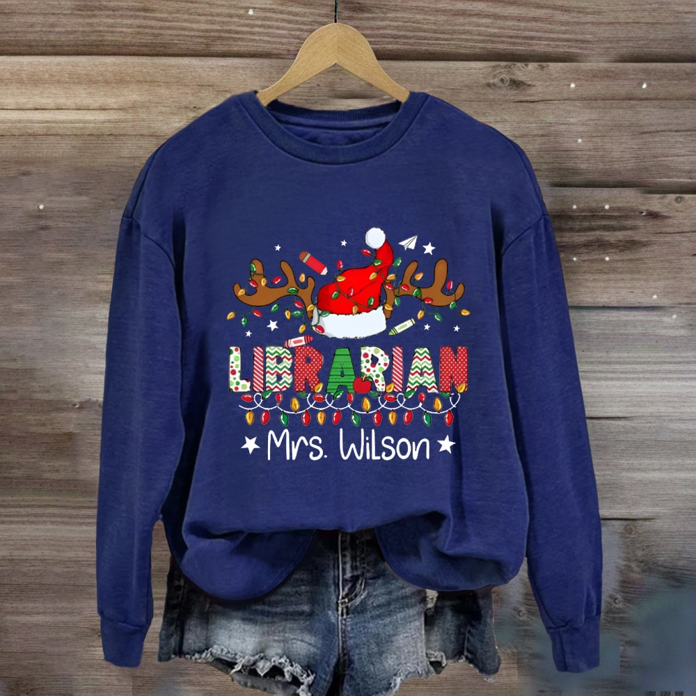 Personalized Name Christmas Librarin Sweatshirt