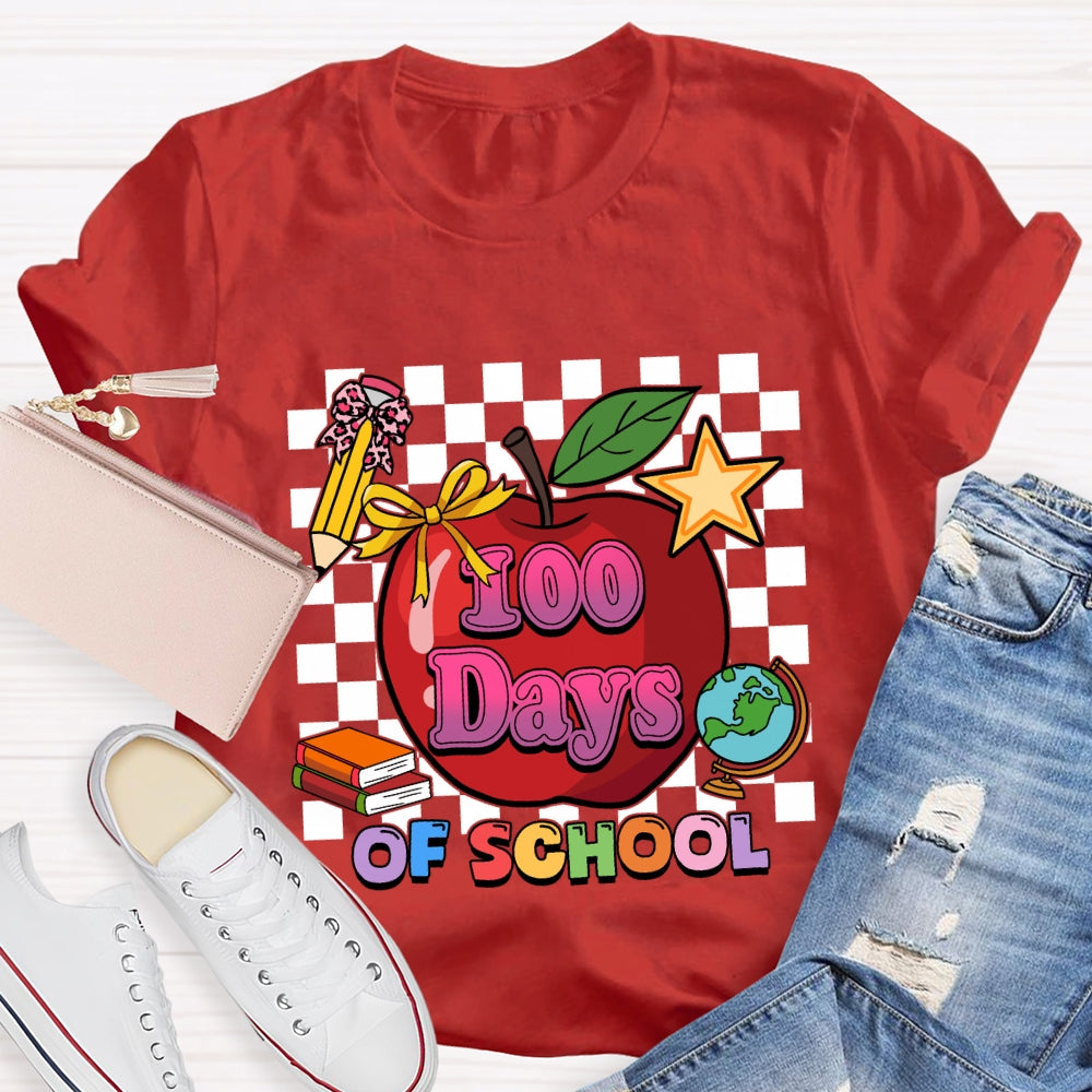 100 Days Of School Apple Chessboard T-Shirt