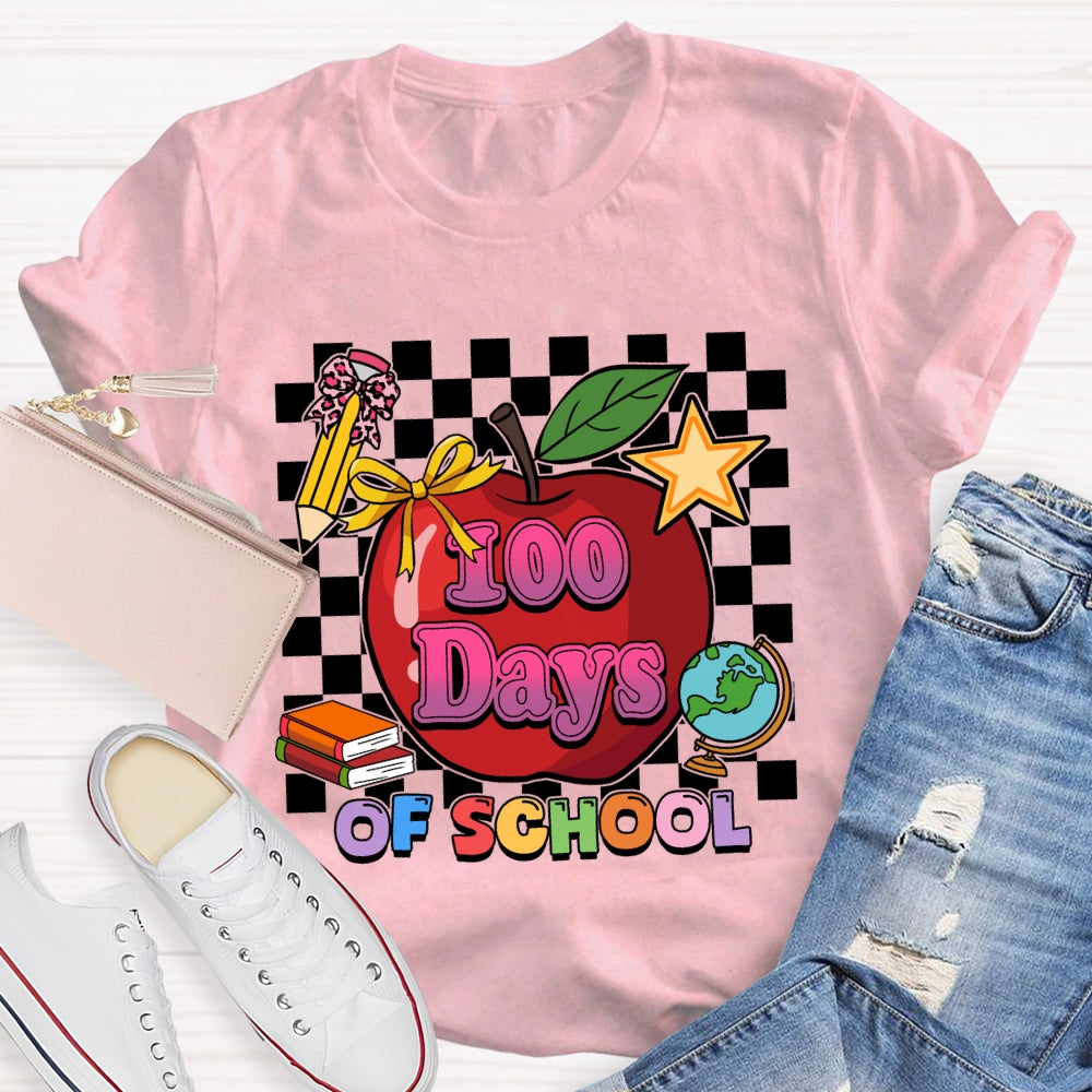 100 Days Of School Apple Chessboard T-Shirt
