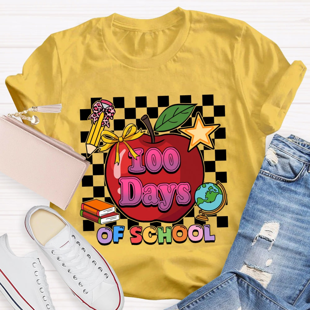 100 Days Of School Apple Chessboard T-Shirt