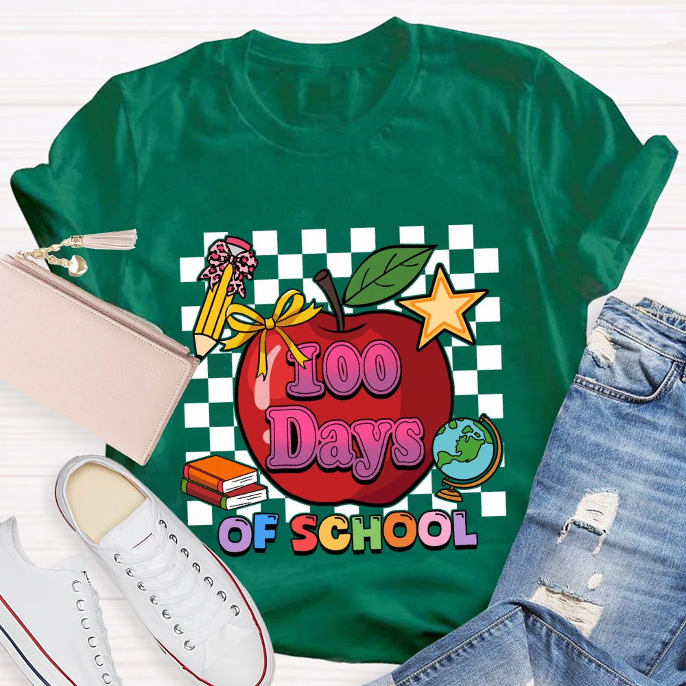 100 Days Of School Apple Chessboard T-Shirt