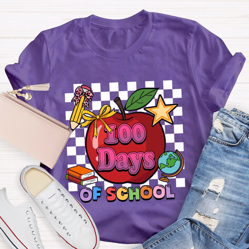 100 Days Of School Apple Chessboard T-Shirt