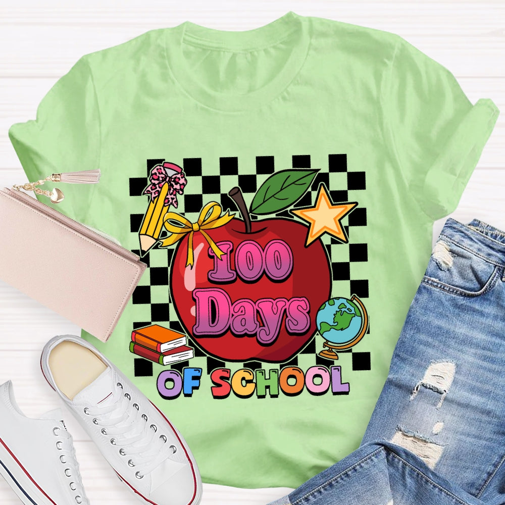 100 Days Of School Apple Chessboard T-Shirt