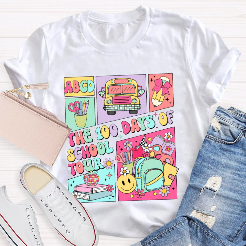 The 100 Days Of School Tour Color Printing T-shirt