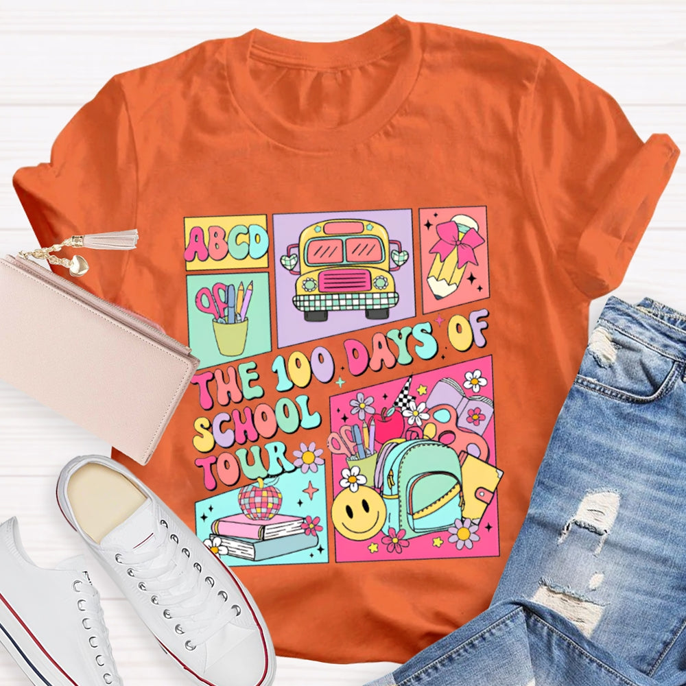 The 100 Days Of School Tour Color Printing T-shirt