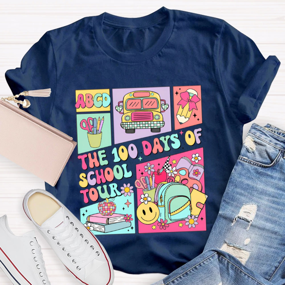 The 100 Days Of School Tour Color Printing T-shirt