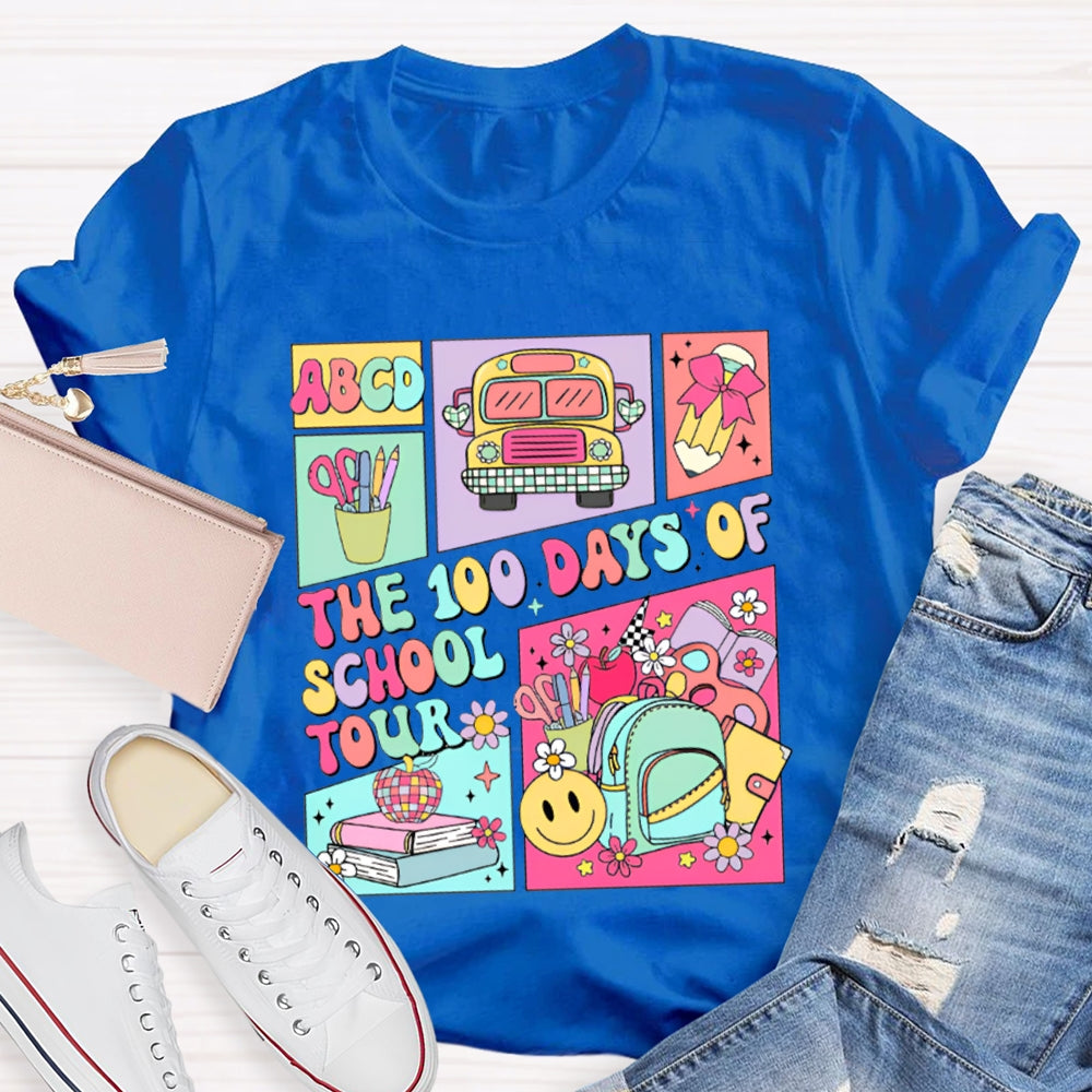 The 100 Days Of School Tour Color Printing T-shirt