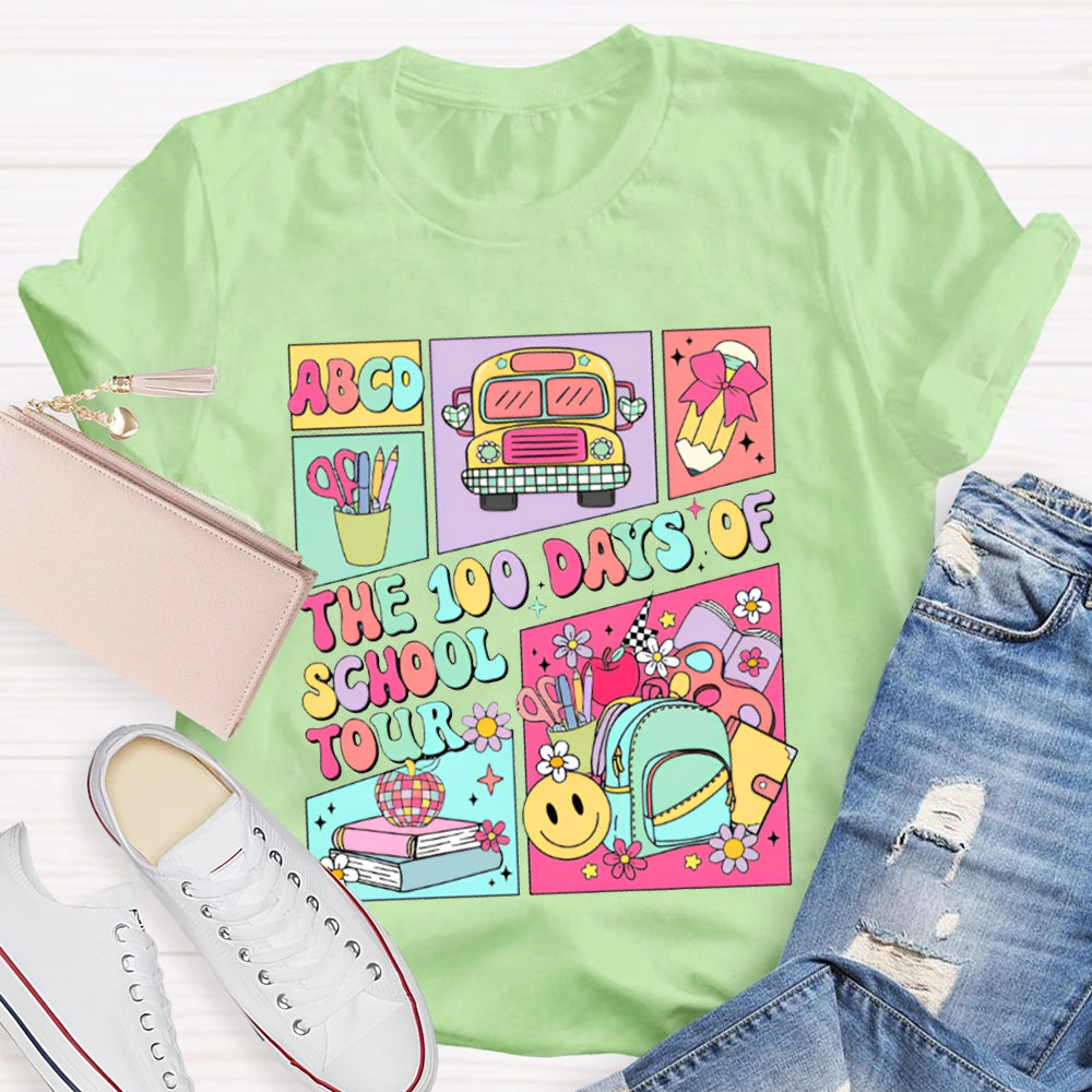 The 100 Days Of School Tour Color Printing T-shirt