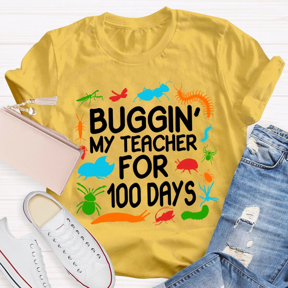Buggin My Teacher For 100 Days Colorful Animal Prints T-shirt