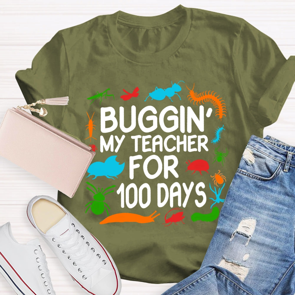 Buggin My Teacher For 100 Days Colorful Animal Prints T-shirt