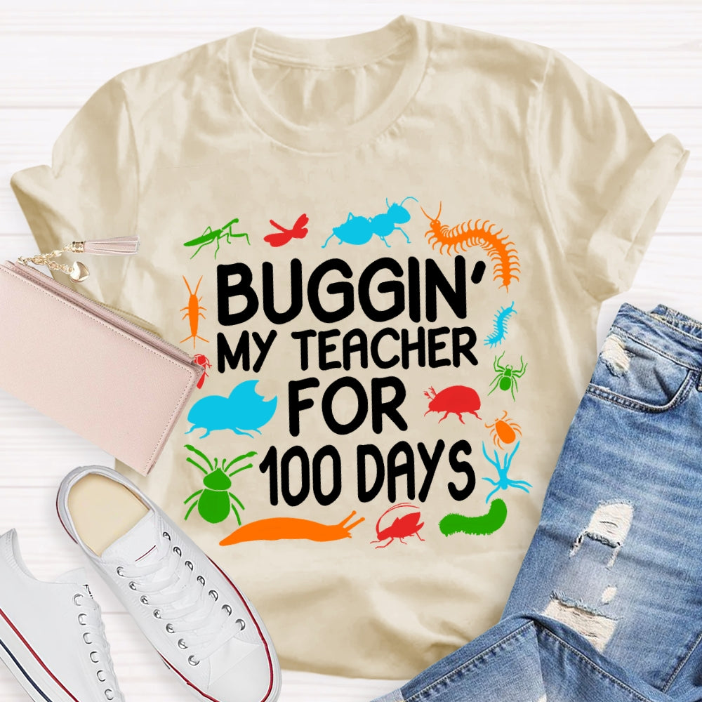 Buggin My Teacher For 100 Days Colorful Animal Prints T-shirt
