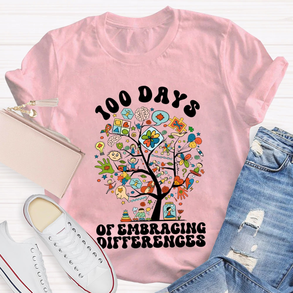 100 Days Of Embracing Differences Colorful Tree T-shirt