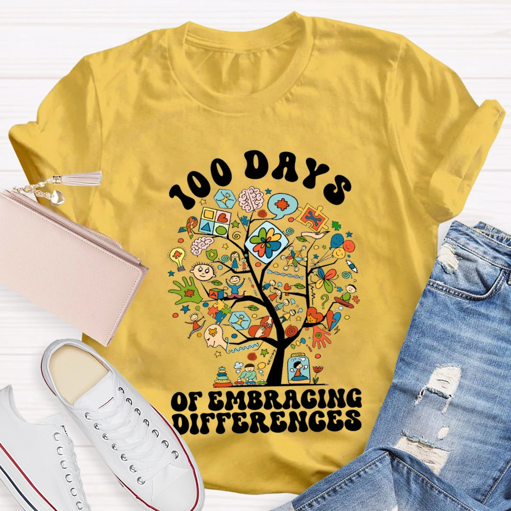 100 Days Of Embracing Differences Colorful Tree T-shirt