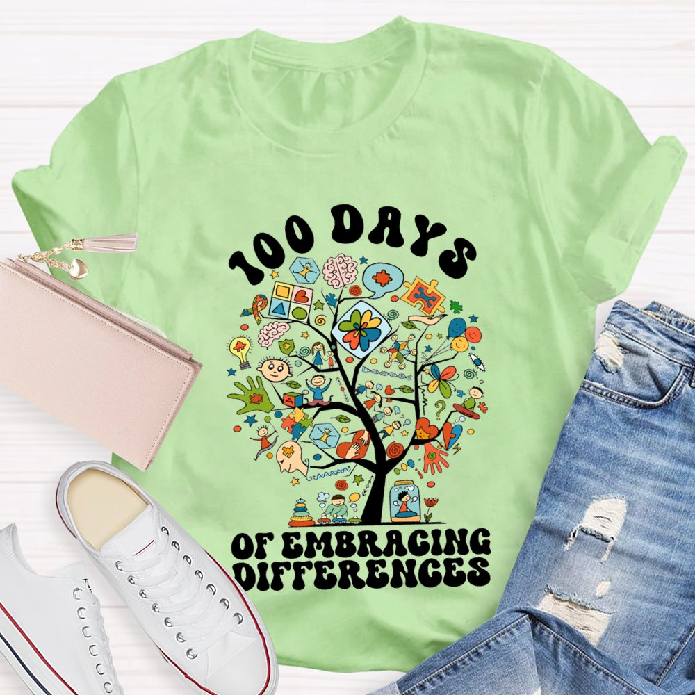 100 Days Of Embracing Differences Colorful Tree T-shirt
