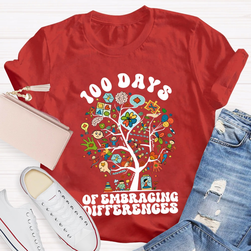 100 Days Of Embracing Differences Colorful Tree T-shirt