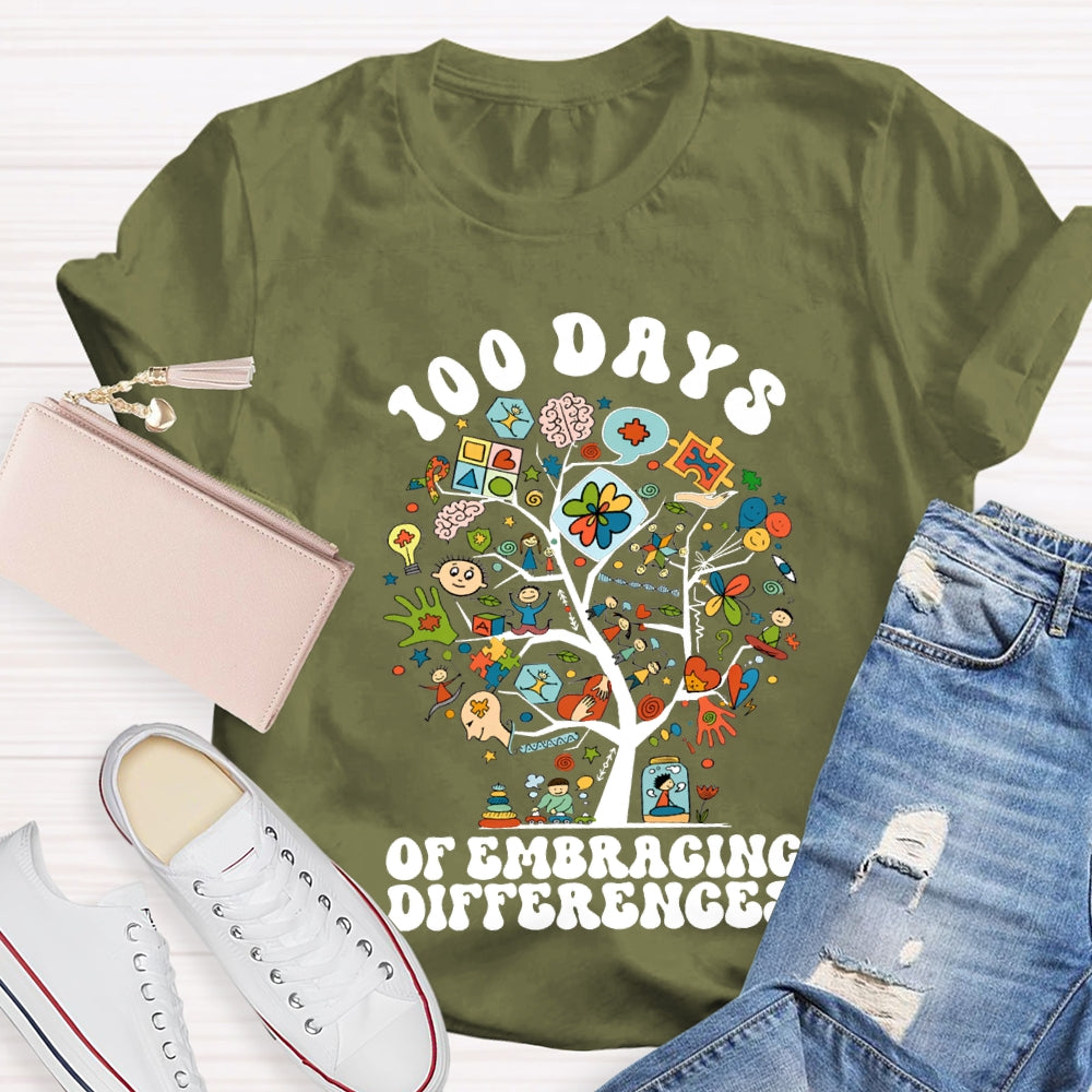 100 Days Of Embracing Differences Colorful Tree T-shirt