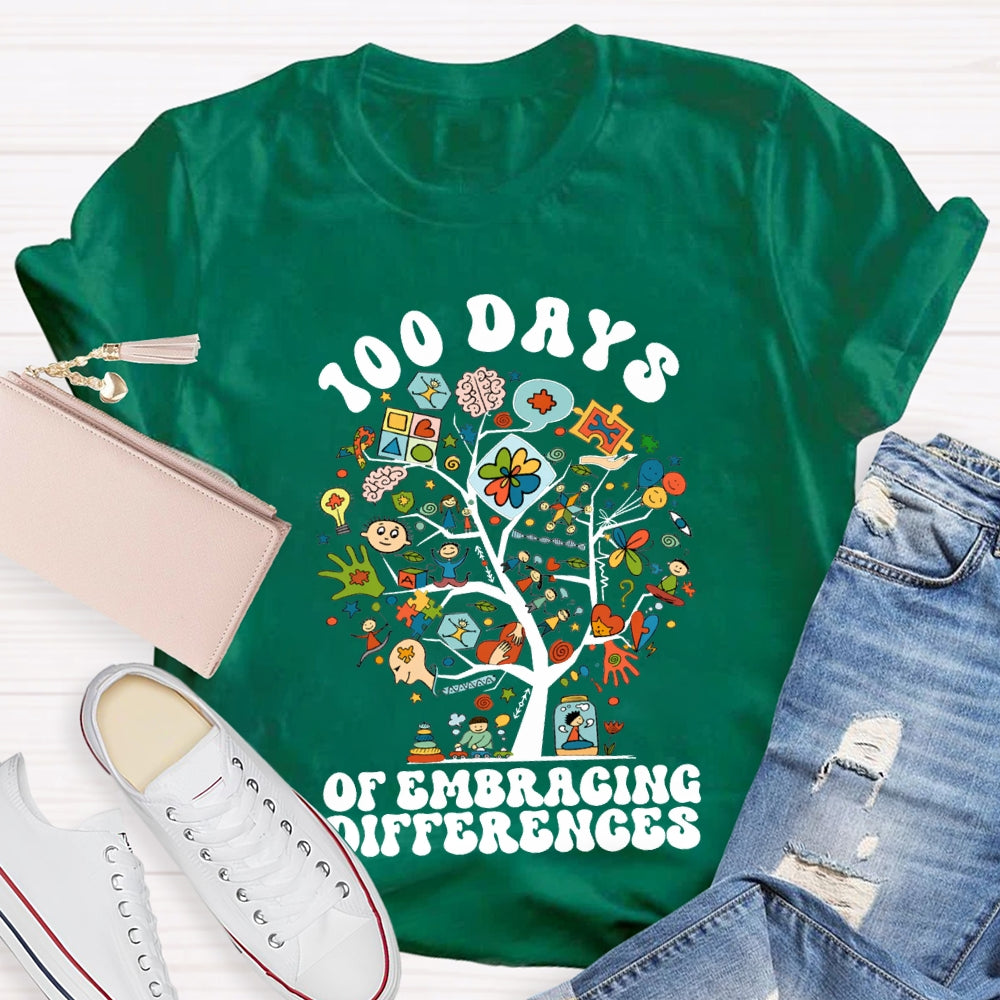 100 Days Of Embracing Differences Colorful Tree T-shirt