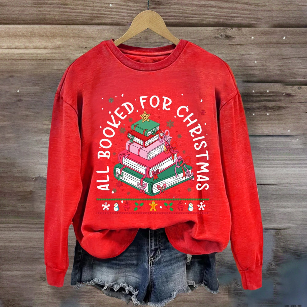 All Booked For Christmas Snowflake Sweatshirt