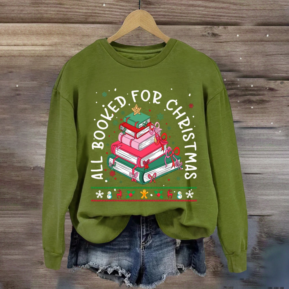 All Booked For Christmas Snowflake Sweatshirt