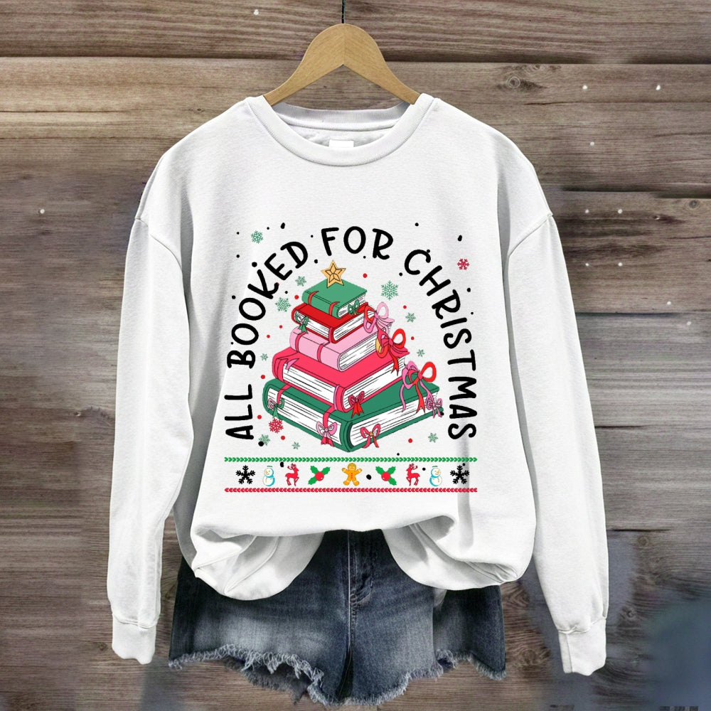 All Booked For Christmas Snowflake Sweatshirt