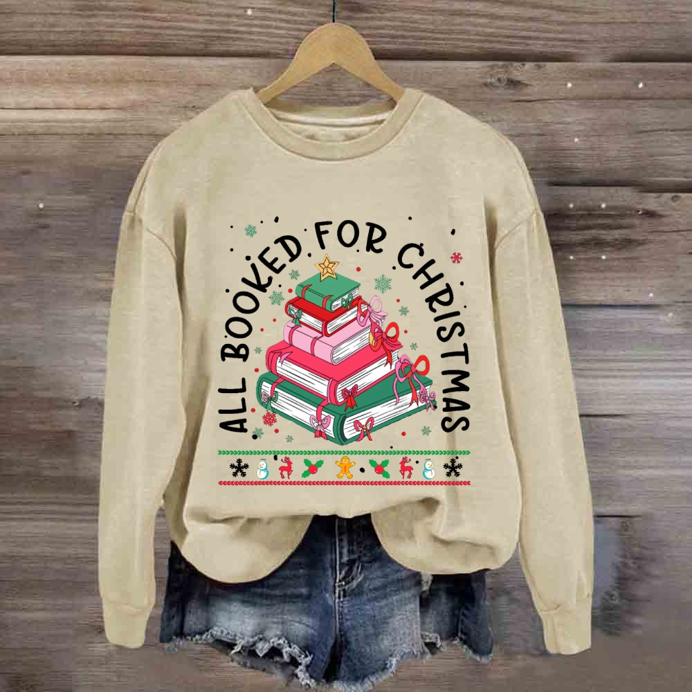 All Booked For Christmas Snowflake Sweatshirt